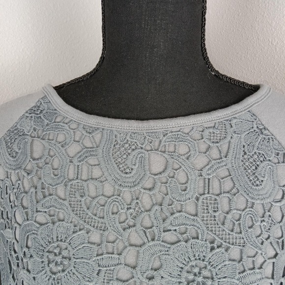 Adrianna Papell Sweater Womens Large Lace Overlay Long Sleeve Boho Pullover Top - Picture 4 of 13